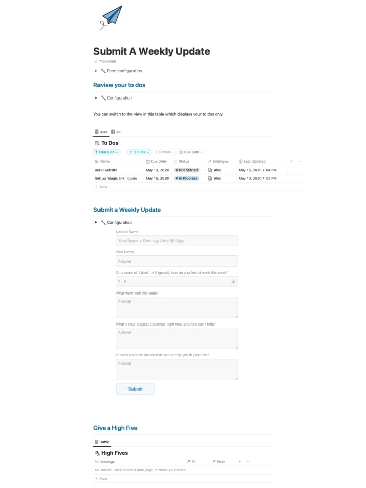 Weekly Updates database